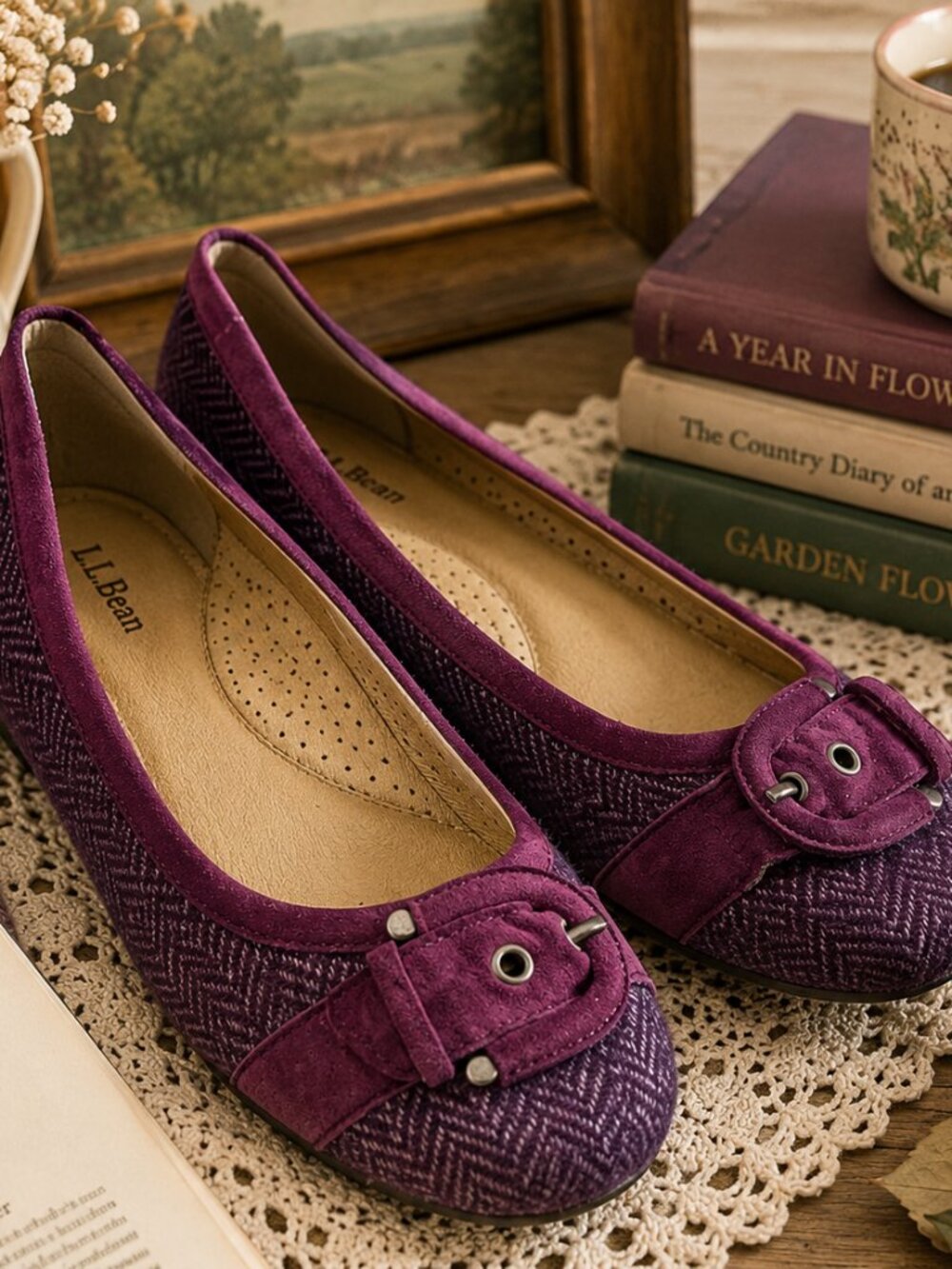 L.L.Bean Wool Blend Ballet Flats – Women’s 9M – Purple Herringbone